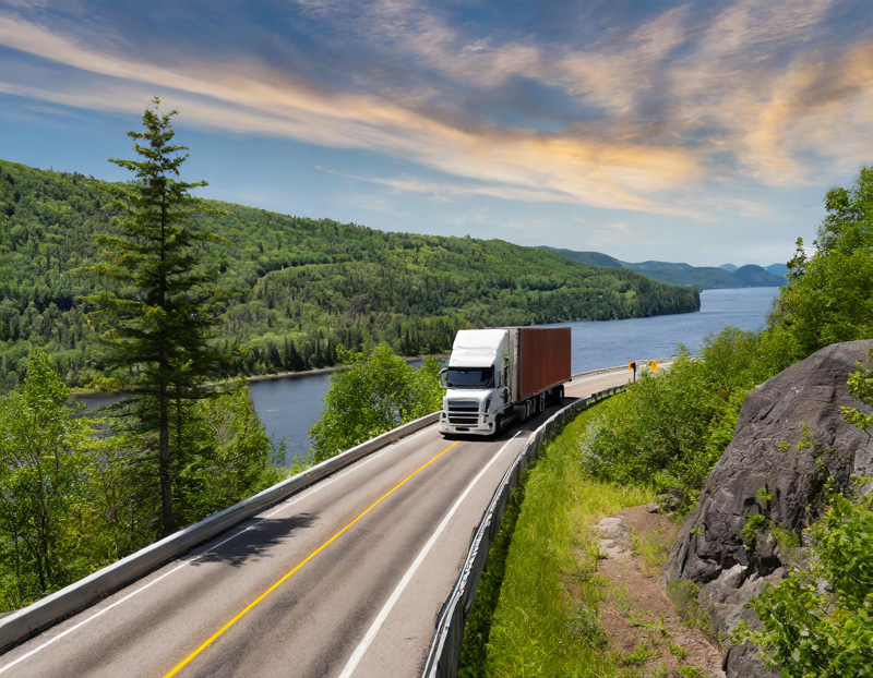 camion sur une route au Quebec